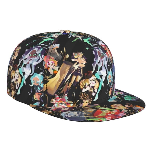 Splatoon 3 Baseball Cap For Men, Women & Kids, Classic Flat Brim Hat Hip Hop Trucker Hat Adjustable Snapback Hat