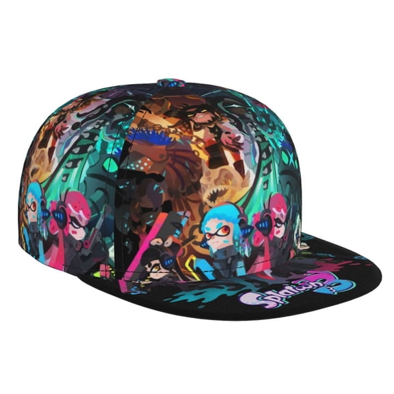 Splatoon 3 Baseball Cap For Men, Women & Kids, Classic Flat Brim Hat Hip Hop Trucker Hat Adjustable Snapback Hat