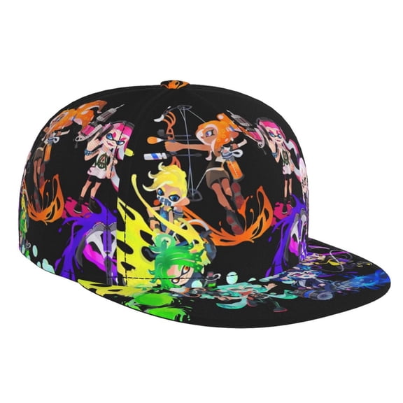 Splatoon 3 Baseball Cap For Men, Women & Kids, Classic Flat Brim Hat Hip Hop Trucker Hat Adjustable Snapback Hat