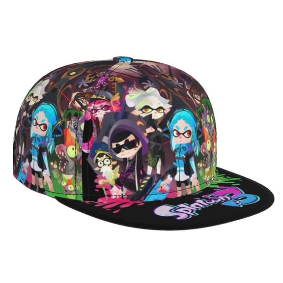 Splatoon 3 Baseball Cap For Men, Women & Kids, Classic Flat Brim Hat Hip Hop Trucker Hat Adjustable Snapback Hat