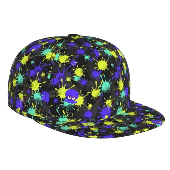 Splatoon 3 Baseball Cap For Men, Women & Kids, Classic Flat Brim Hat Hip Hop Trucker Hat Adjustable Snapback Hat