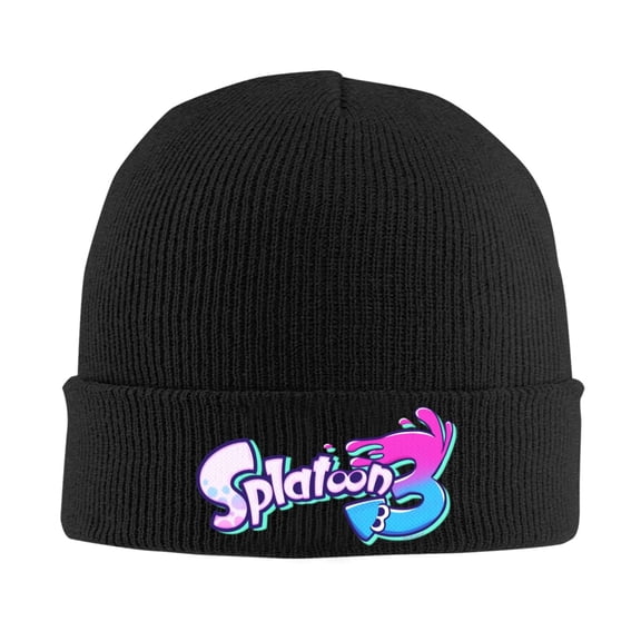 Splatoon 3 Beanie Hat Winter Warm Knit Cuffed Cap For Women Men Black