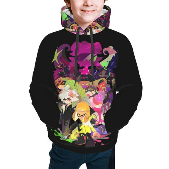 Splatoon 3 Kids' Hoodie 3d Print Sweatshirt Soft Pullover Hooded With Big Pockets For Boys Or Girls Medium
