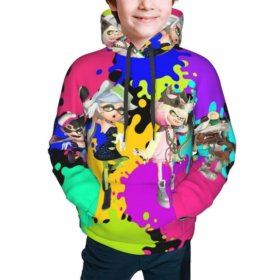 Splatoon 3 Kids' Hoodie 3d Print Sweatshirt Soft Pullover Hooded With Big Pockets For Boys Or Girls Small