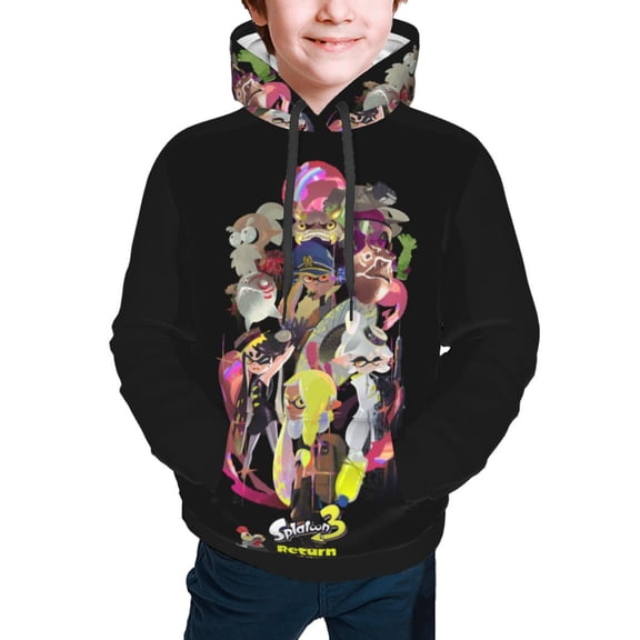 Splatoon 3 Kids' Hoodie 3d Print Sweatshirt Soft Pullover Hooded With Big Pockets For Boys Or Girls Small