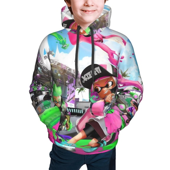 Splatoon 3 Kids' Hoodie 3d Print Sweatshirt Soft Pullover Hooded With Big Pockets For Boys Or Girls X-Large