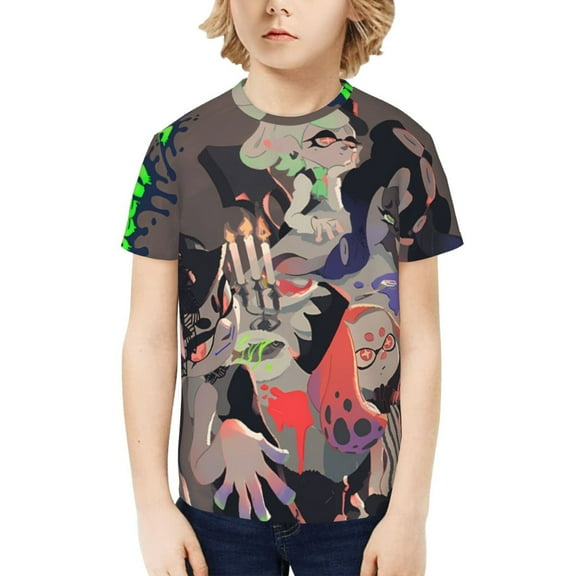 Splatoon 3 Kids T-Shirt 3d Printed Graphic T-Shirts Boys And Girls Short Sleeve Shirts For Youth Kids Large