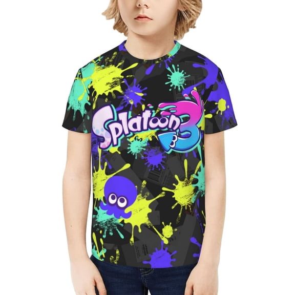 Splatoon 3 Kids T-Shirt 3d Printed Graphic T-Shirts Boys And Girls Short Sleeve Shirts For Youth Kids Large