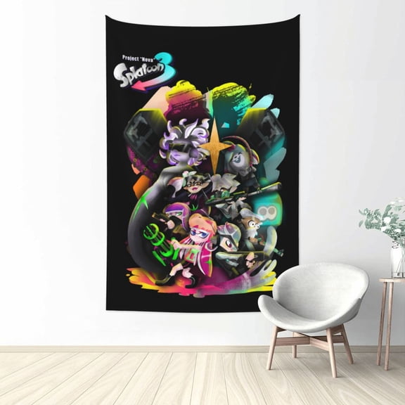 Splatoon 3 Tapestry Wall Hanging Home Decoration Wall Blanket Dormitory Living Room Bedroom Backdrop Poster( 60x40inch)