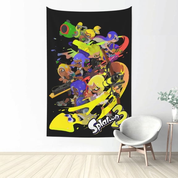 Splatoon 3 Tapestry Wall Hanging Home Decoration Wall Blanket Dormitory Living Room Bedroom Backdrop Poster( 60x40inch)