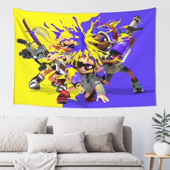 Splatoon 3 Tapestry Wall Hanging Home Decoration Wall Blanket Dormitory Living Room Bedroom Backdrop Poster( 60x40inch)