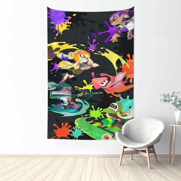 Splatoon 3 Tapestry Wall Hanging Home Decoration Wall Blanket Dormitory Living Room Bedroom Backdrop Poster( 60x40inch)