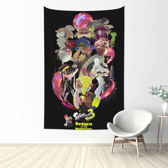 Splatoon 3 Tapestry Wall Hanging Home Decoration Wall Blanket Dormitory Living Room Bedroom Backdrop Poster( 60x40inch)