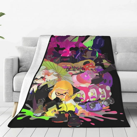 Splatoon 3 Throw Blanket Couch Bed Sofa Soft Lightweight Warm Cozy Flannel Fleece Bed Blanket For Kids Adults Gift Multiple Sizes Available 40"X30"