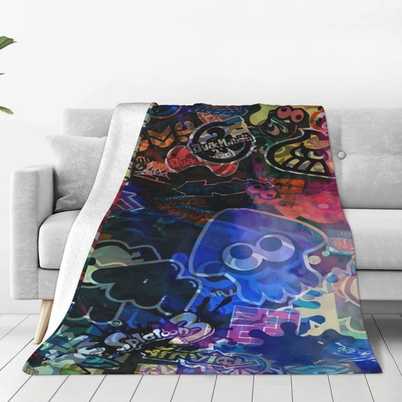 Splatoon 3 Throw Blanket Couch Bed Sofa Soft Lightweight Warm Cozy Flannel Fleece Bed Blanket For Kids Adults Gift Multiple Sizes Available 40"X30"