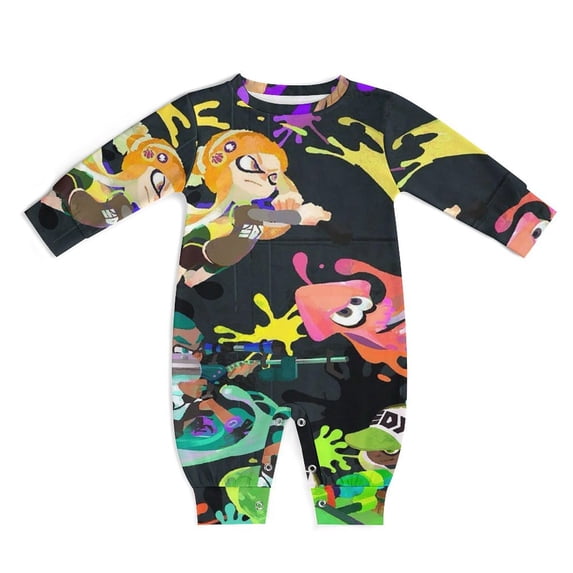 Splatoon Baby Long Sleeve Footless, Infant Playsuit Romper Jumpsuits for Boys Girls