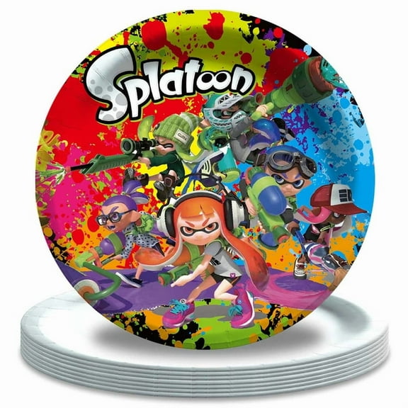 Splatoon Birthday Decorations Plates Party Supplies Tableware Disposable Dinnerware