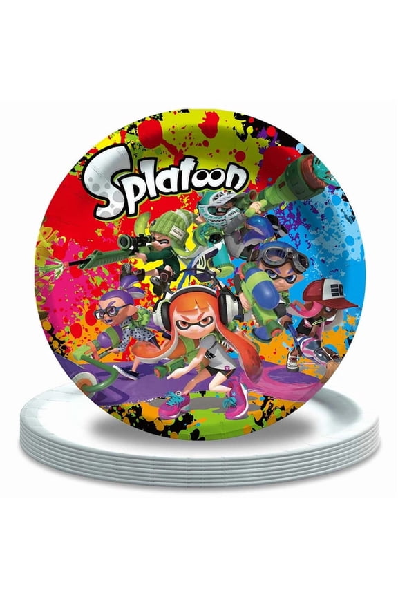 Splatoon Birthday Decorations Plates Party Supplies Tableware Disposable Dinnerware