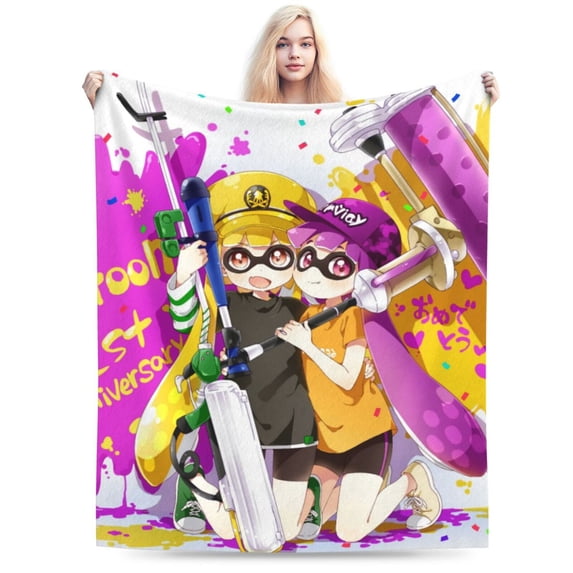 Splatoon Blanket, Super Soft Throw Blanket For Bed Sofa Couch, Cozy Flannel Blanket For Bedroom Livingroom, 50"X40"