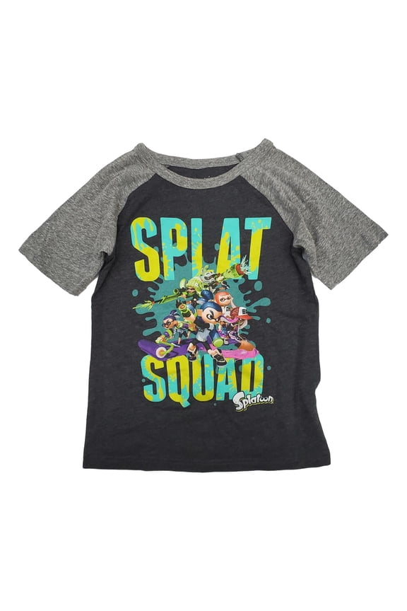 Boys Gray Short Sleeve Splat Squad Gamer Tee Shirt T-Shirt 6