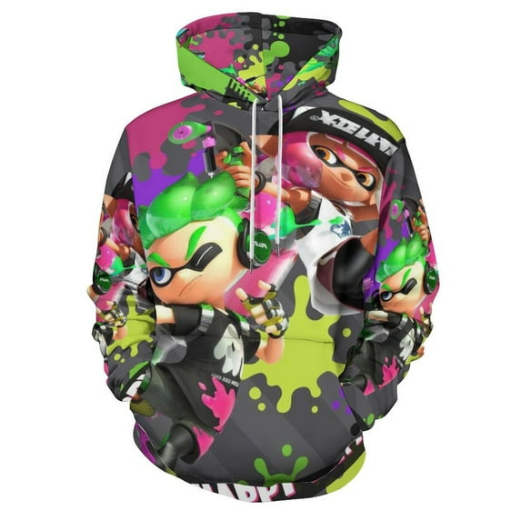Splatoon Hoodie 3D Print Pullover Hooded Long Sleeve Sweatshirts Tops Blouse with Pocket for Mens Womens
