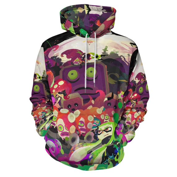 Splatoon Hoodie 3D Print Pullover Hooded Long Sleeve Sweatshirts Tops Blouse with Pocket for Mens Womens