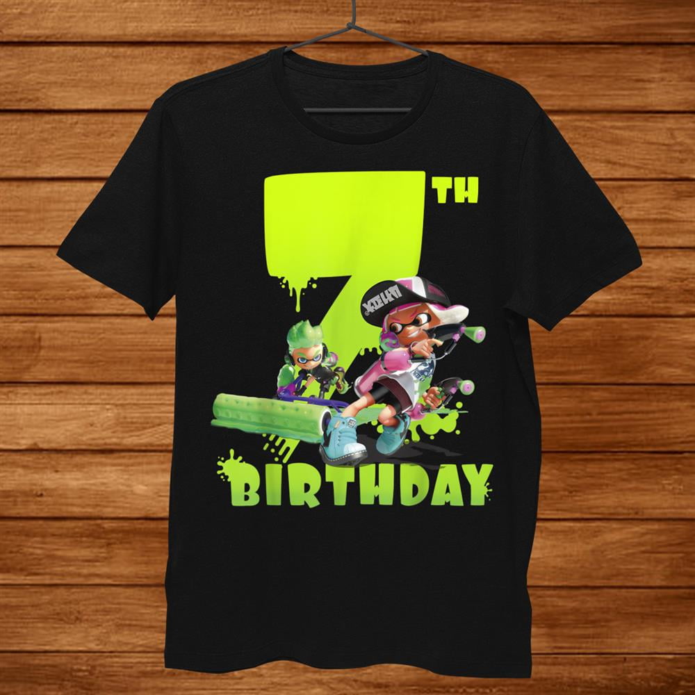 Splatoon Inklingth Birthday Green Splatter Portrait Shirt Gift Black ...