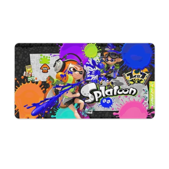 Splatoon Large Gaming Mouse Pad for Desk, Big Mouse Pad Gaming Desk Mat, Mousepad Desk Pad with Non-Slip Base And Stitched Edges, Keyboard Mouse Mat for Home Office Work
