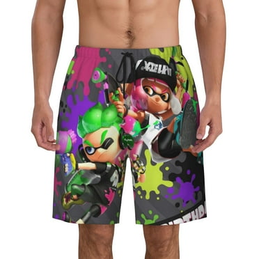 Splatoon Men's Swim Trunks Quick Dry Beach Board Shorts with Pockets Mesh Lining Bathing Suits