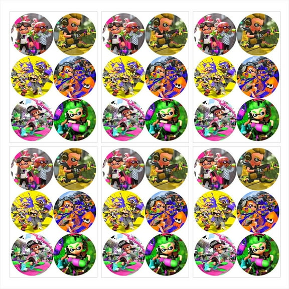 Splatoon Stickers Party Favors Labels Birthday Thank You Themed Round Circle Baby Shower 60pcs