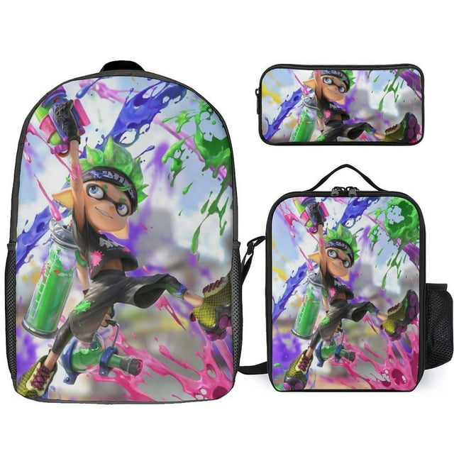 Splatoon Students Backpack School Bookbag with Lunch Bag Pencil Case ...