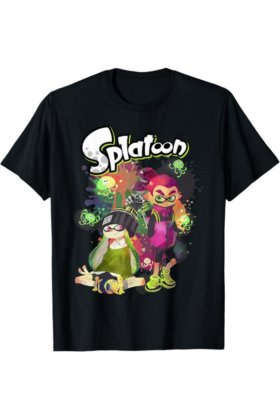 Splatoon T-shirt Splatoon Inkling Duo Paint Splatter Poster T-Shirt