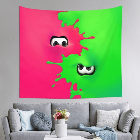 Splatoon Wall Tapestry Cartoon Poster Wall Hanging Tapestry for College Dorm Living Room Bedroom Decoration 40x60 Inch