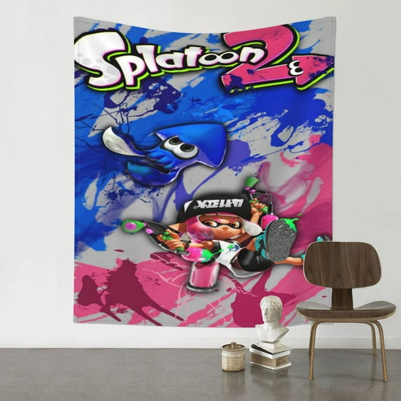 Splatoon Wall Tapestry Cartoon Poster Wall Hanging Tapestry for College Dorm Living Room Bedroom Decoration 60x80 Inch
