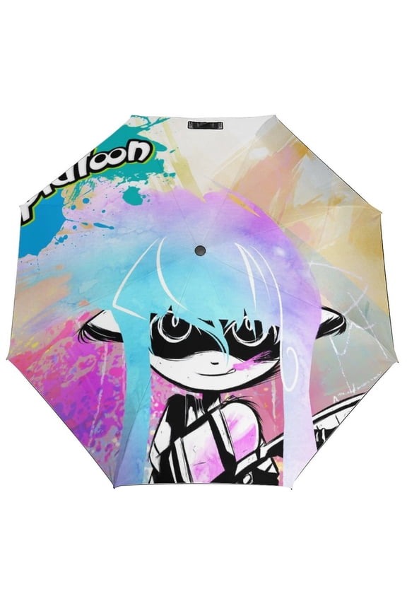 Splatoon-theme 3 Fold Auto Umbrella sunshade for Outdoor activities gifts for fans,friends,family and Lovers