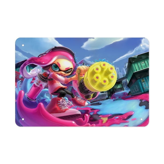 Splatoon-theme Metal SignPersonalized Metal Sign Wall Decor for fans,friends,family and Lovers Gifts 8x12 Inch