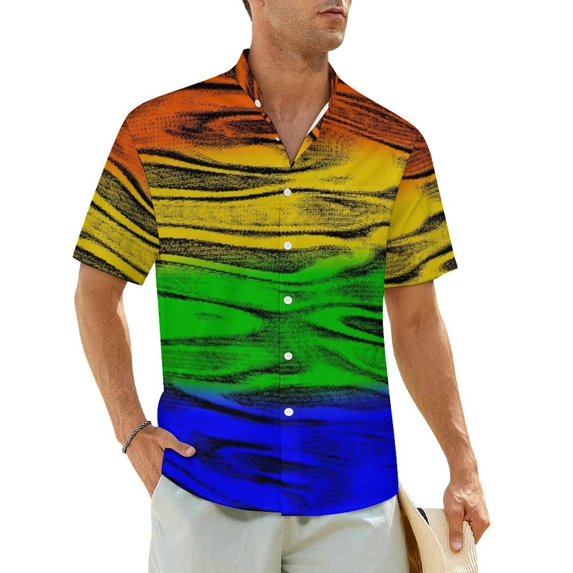 Splatter Art Beach Shirt Colorful Splashes Hawaiian Casual Shirts Men Vintage Blouses Sho