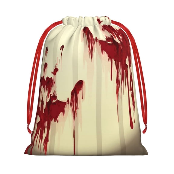 Splatter Bloody Hand Prints Drawstring Gift Bag Soft Pouch Reusable Favor Bags for Christmas, Halloween, Candy, Wedding, Birthday
