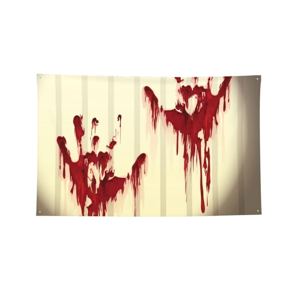 Splatter Bloody Hand Prints Four Hole Decorated Banner Flag for Garden Yard Home Decoration Indoor Outdoor 3x5 Ft