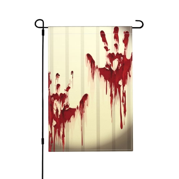 Splatter Bloody Hand Prints Garden Flag Outdoor House Flags 12 X 18 Inch Banner Yard Home Decoration