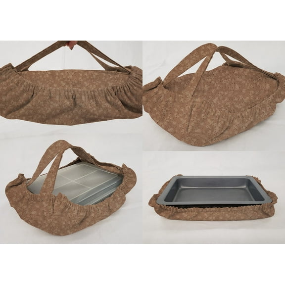 Splatter Casserole Baking Pan or Pie Plate Cozy and Carrier by Penny's Needful Things (Large Casserole Carrier) (Chocolate Brown)