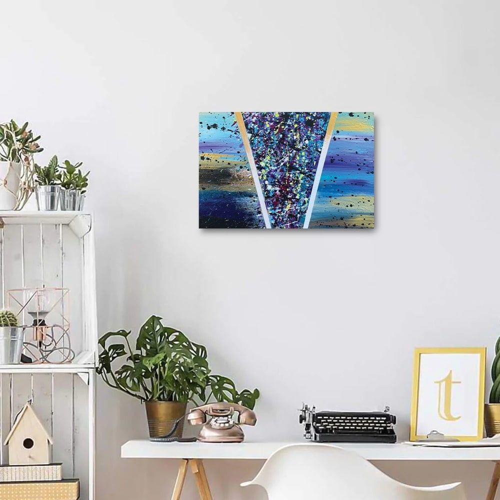 Splatter Design by Artist Sarah Wahl - 14"x14" Canvas Artwork - Multi-Color 16 x 20