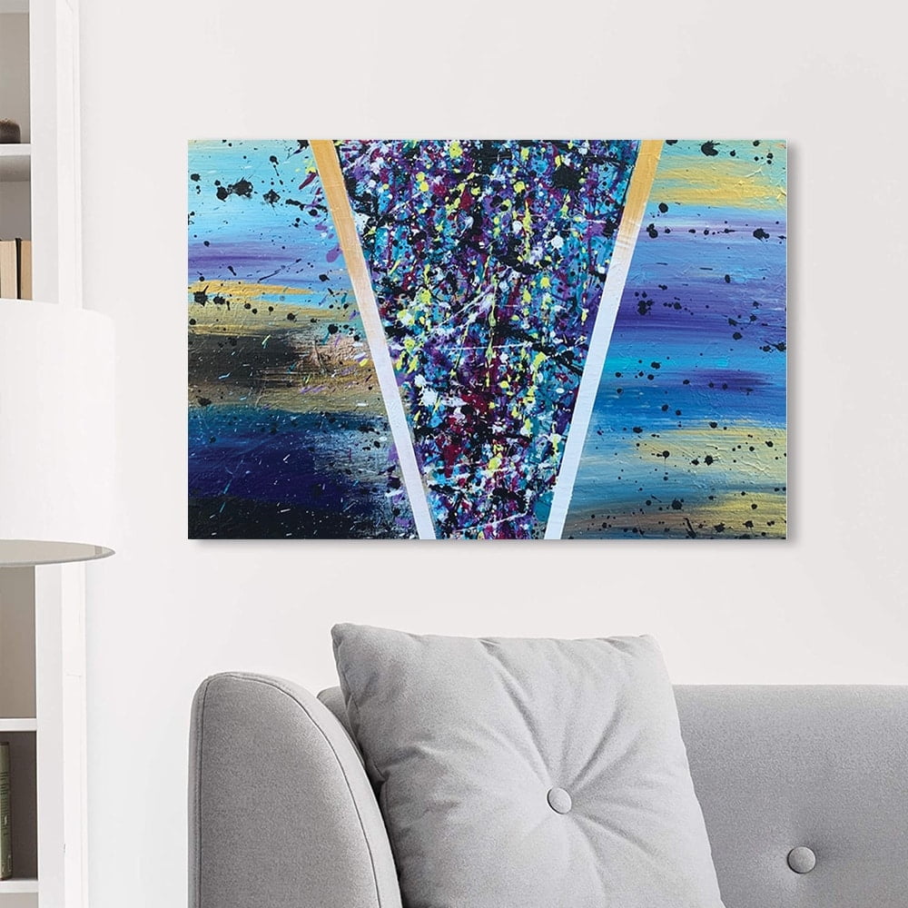 Splatter Design by Artist Sarah Wahl - 14"x14" Canvas Artwork - Multi-Color 20 x 30