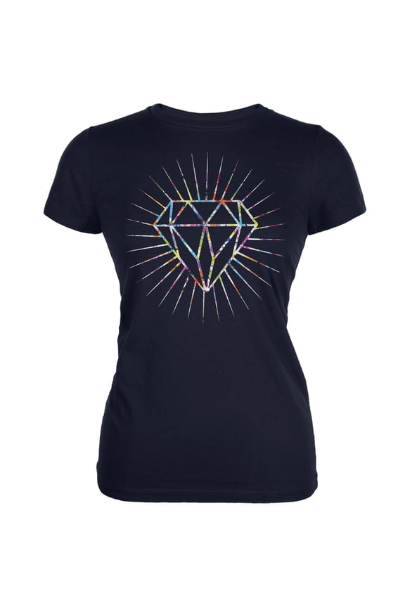 Splatter Diamond Navy Juniors Soft T-Shirt - Medium