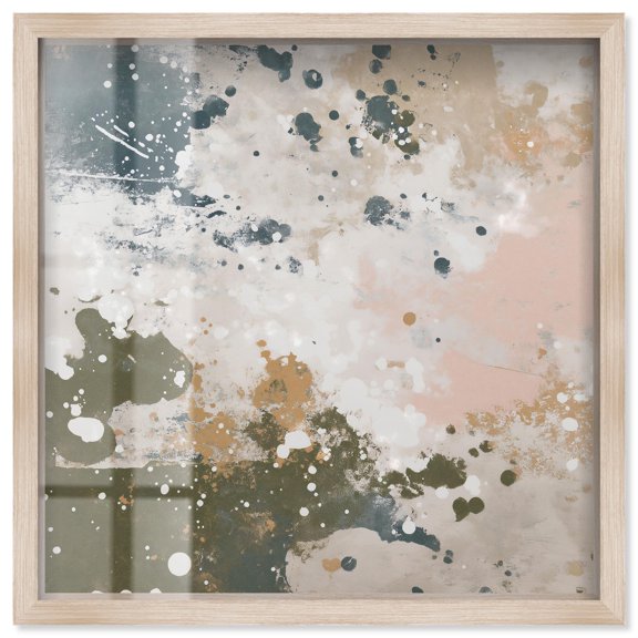 Splatter Effect I Shadowbox Print Abstract Wall Art by Art Remedy, Blonde Frame, 12 x 12