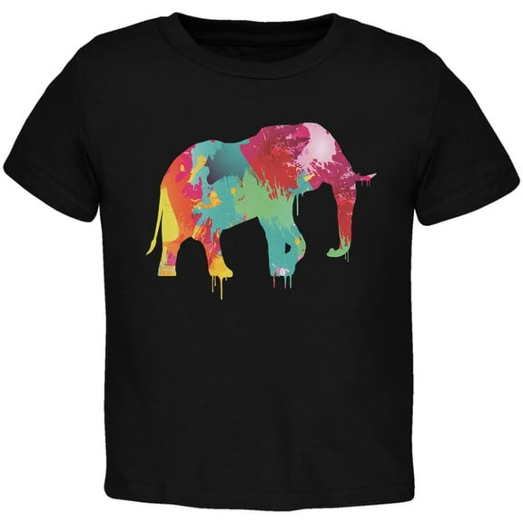 Splatter Elephant Black Toddler T-Shirt - 2T