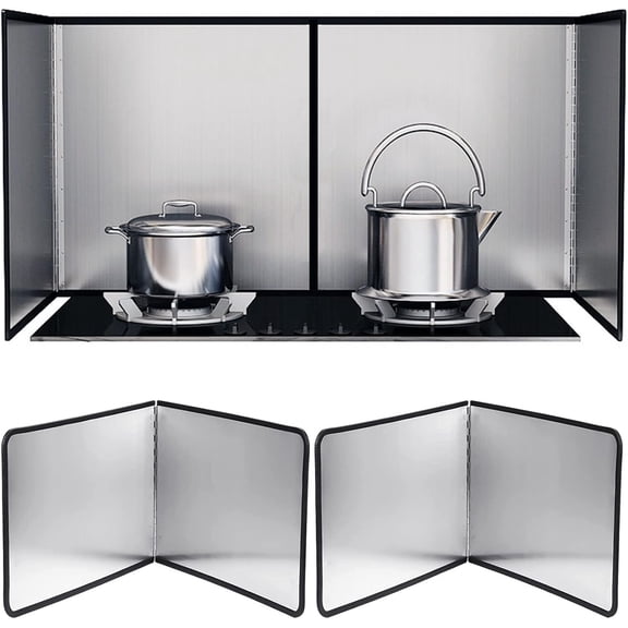 Splatter Guard for Stove 2 Pack 2-Sided Foldable Stainless Steel Oil Splash Board Anti Grease Nonstick Splatter Guard for Frying Stove Heat Insulation Board for Cooking11.8 x 15.7 in