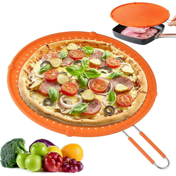 Splatter Guards for Frying, Grease Splatter Guard, Heat- Resistant Splatter Screen for Frying Pan, Silicone Splatter Guard Screen for Cooking, BPA Free and Dishwasher Safe (Stylish Orange)
