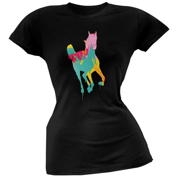 Splatter Horse Black Soft Juniors T-Shirt - Medium