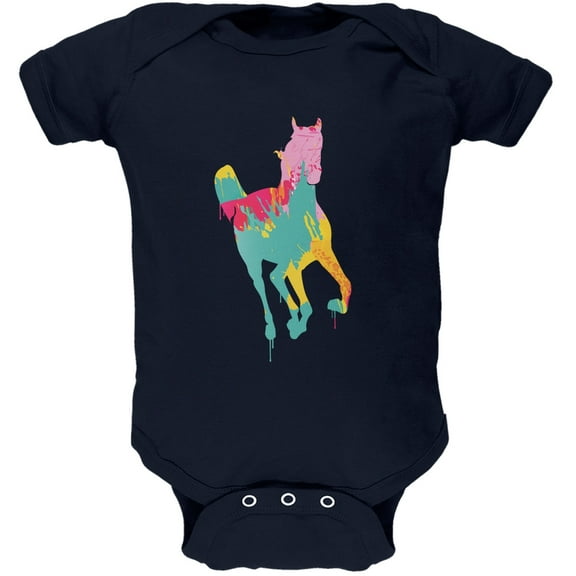 Splatter Horse Navy Soft Baby One Piece - 6 month
